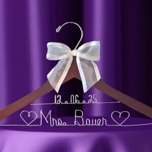 Personalized Bride Wedding Dress Hanger  Name + Date Custom Groom and Bride
